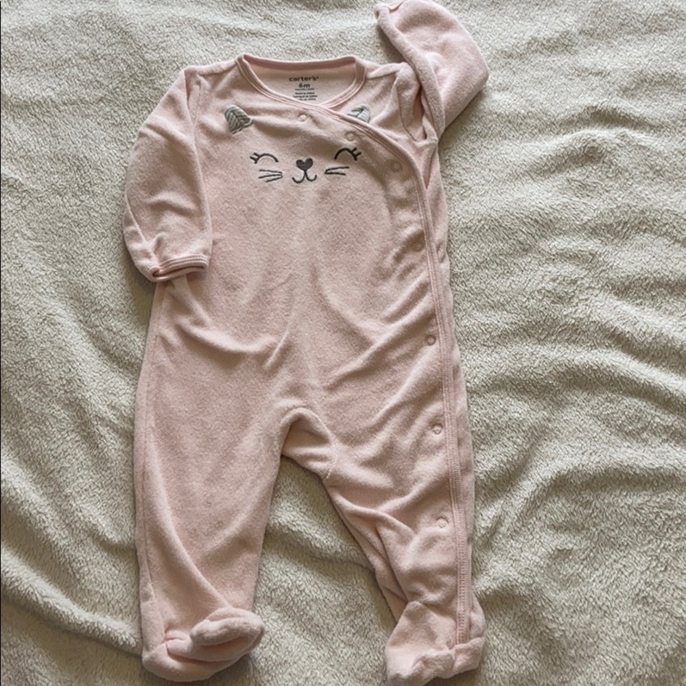 SALE 3/$12 Carter’s Terry Cloth Pink Cat Pajamas